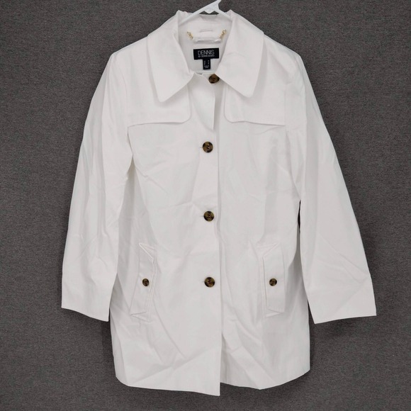 dennis basso Jackets & Blazers - Dennis Basso Water Repellent Button Front Double Collar Jacket White Size Medium
